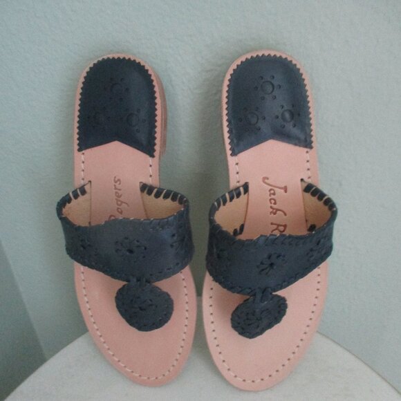 NWOT JACK ROGERS ~ PALM BEACH NAVY BLUE FLATS ~ 5 - Picture 3 of 6